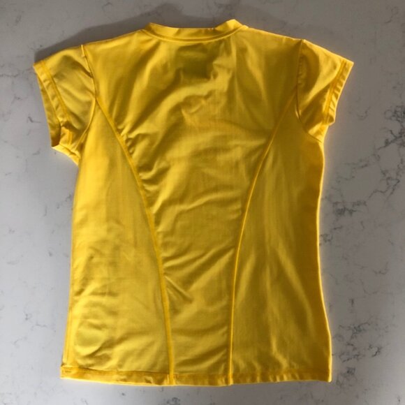 Sportek Platinum Casual Sht Slv V Neck Nylon Spandex Fitted Top Yellow Sz M NWOT - Picture 6 of 10